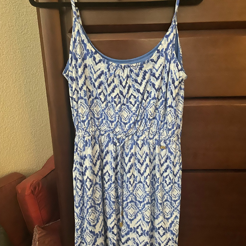 Guess Blue And White Abstract Dress
